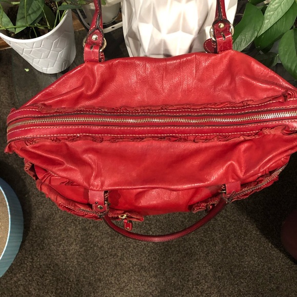 Authentic Gucci Red Soft Leather Calfskin Sabrina Boston Handbag - Picture 3 of 16